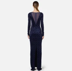 Abiti Red Carpet|Red Carpet|Elisabetta Franchi Abito red carpet in lycra flock e tulle Navy