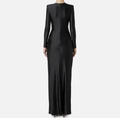 Abiti Red Carpet|Red Carpet|Elisabetta Franchi Abito red carpet in lycra con nodo e accessorio logo Nero