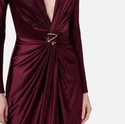Abiti Red Carpet|Red Carpet|Elisabetta Franchi Abito red carpet in lycra con nodo e accessorio logo RougeNoir