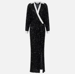 Abiti Red Carpet|Red Carpet|Elisabetta Franchi Abito red carpet in paillettes con inserti in raso Nero/Avorio