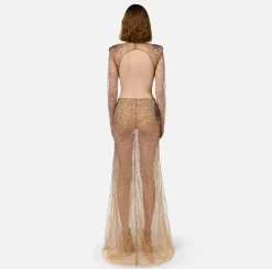 Abiti Red Carpet|Red Carpet|Elisabetta Franchi Abito red carpet in tulle stretch ricamato con paillettes fireworks Nero