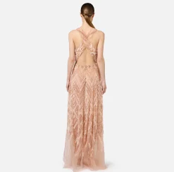 Abiti Red Carpet|Red Carpet|Elisabetta Franchi Abito red carpet in tulle con ricamo paillettes chevron Cipria