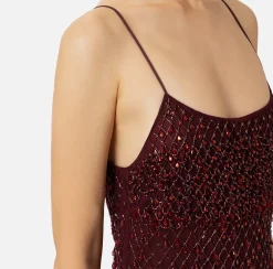 Abiti Red Carpet|Red Carpet|Elisabetta Franchi Abito red carpet in tulle ricamato con paillettes disegno losanga RougeNoir