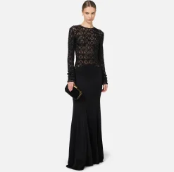 Abiti Red Carpet|Red Carpet|Elisabetta Franchi Abito red carpet in tulle flock ricamato Nero