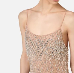 Abiti Red Carpet|Red Carpet|Elisabetta Franchi Abito red carpet in tulle ricamato con paillettes disegno losanga Crystal