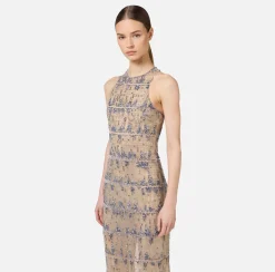 Abiti|Abiti Red Carpet|Elisabetta Franchi Abito red carpet in tulle ricamato con paillettes pixel Steel