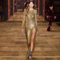 Abiti Red Carpet|Red Carpet|Elisabetta Franchi Abito red carpet in tulle ricamato con paillettes con cut-out Gold