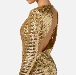 Abiti Red Carpet|Red Carpet|Elisabetta Franchi Abito red carpet in tulle ricamato con paillettes con cut-out Gold