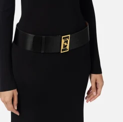 Abiti In Maglia|Abiti Red Carpet|Elisabetta Franchi Abito red carpet in viscosa lucida con cintura Nero