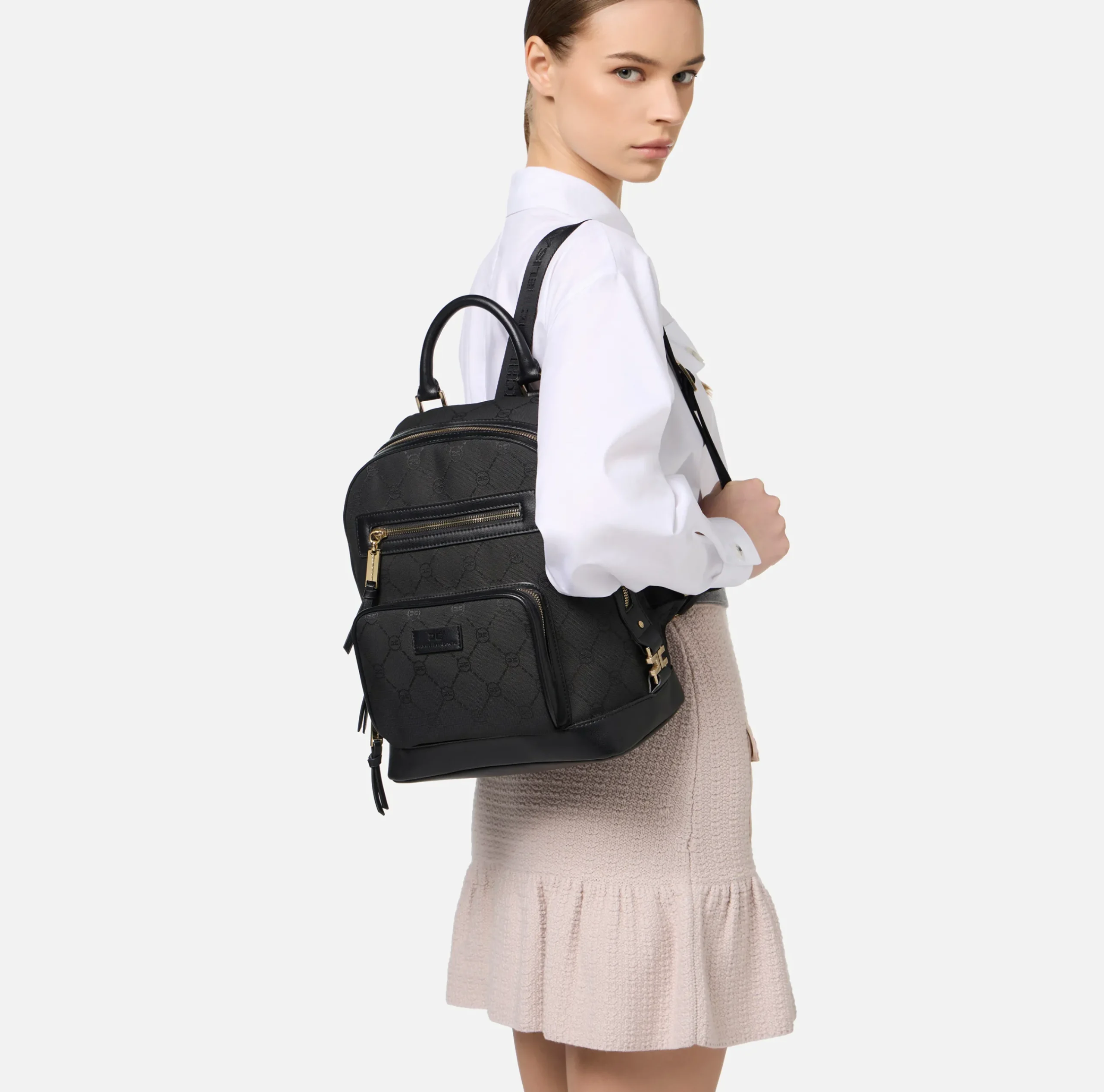 Valigeria|Zaini|Elisabetta Franchi Backpack Travel Nero