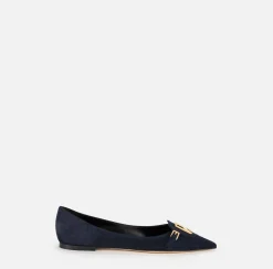 Sneakers E Scarpe Basse|Elisabetta Franchi Ballerina in camoscio con patta scudetto Navy