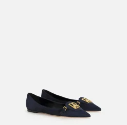 Sneakers E Scarpe Basse|Elisabetta Franchi Ballerina in camoscio con patta scudetto Navy