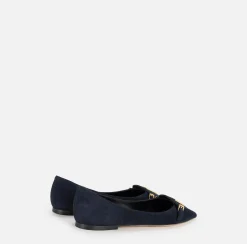 Sneakers E Scarpe Basse|Elisabetta Franchi Ballerina in camoscio con patta scudetto Navy