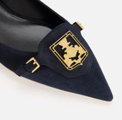 Sneakers E Scarpe Basse|Elisabetta Franchi Ballerina in camoscio con patta scudetto Navy