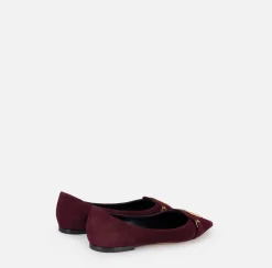 Sneakers E Scarpe Basse|Elisabetta Franchi Ballerina in camoscio con patta scudetto RougeNoir