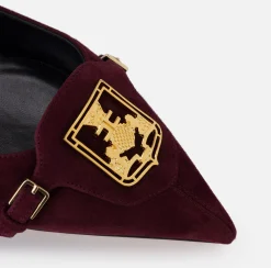 Sneakers E Scarpe Basse|Elisabetta Franchi Ballerina in camoscio con patta scudetto RougeNoir