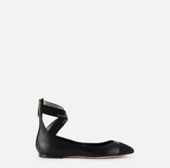 Sneakers E Scarpe Basse|Elisabetta Franchi Ballerina in nappa con elastici jacquard Nero/Nero