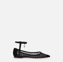 Sneakers E Scarpe Basse|Elisabetta Franchi Ballerina in rete flock Nero
