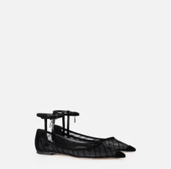 Sneakers E Scarpe Basse|Elisabetta Franchi Ballerina in rete flock Nero