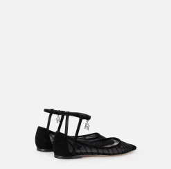 Sneakers E Scarpe Basse|Elisabetta Franchi Ballerina in rete flock Nero