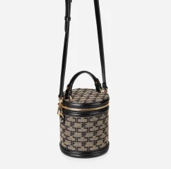 Valigeria|Borse A Mano|Elisabetta Franchi Bauletto Cilindro Monogram Travel Liquirizia/Nero