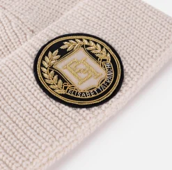 Cappelli E Guanti|Elisabetta Franchi Beanie in lana con patch logo Burro