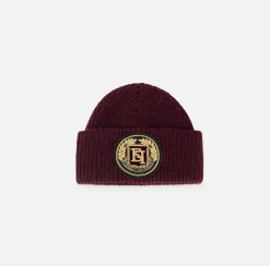 Cappelli E Guanti|Elisabetta Franchi Beanie in lana con patch logo RougeNoir