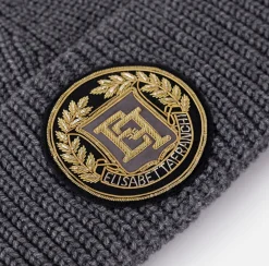 Cappelli E Guanti|Elisabetta Franchi Beanie in lana con patch logo SteelMelange