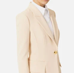 Giacche & Trench|Elisabetta Franchi Blazer in crêpe con revers a lancia Crema