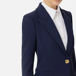 Giacche & Trench|Elisabetta Franchi Blazer in crêpe con revers a lancia Navy