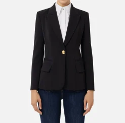 Giacche & Trench|Elisabetta Franchi Blazer in crêpe con revers a lancia Nero