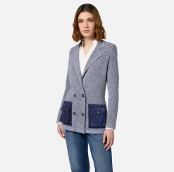 Giacche & Trench|Maglieria E Felpe|Elisabetta Franchi Blazer in viscosa mélange con tasche in vela tecnica Salepepe