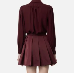 Camicie E Bluse|Elisabetta Franchi Blusa in georgette con charms collana RougeNoir