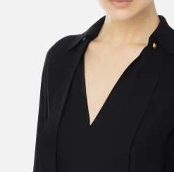 Camicie E Bluse|Elisabetta Franchi Blusa in georgette con foulard Nero
