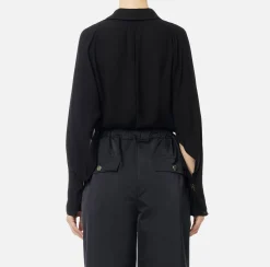 Camicie E Bluse|Elisabetta Franchi Blusa in georgette con foulard Nero