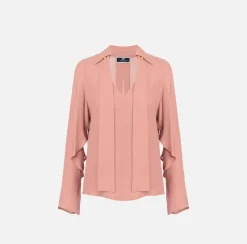 Camicie E Bluse|Elisabetta Franchi Blusa in georgette con foulard Blush