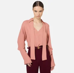 Camicie E Bluse|Elisabetta Franchi Blusa in georgette con foulard Blush
