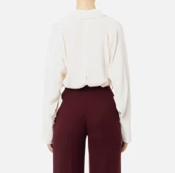 Camicie E Bluse|Elisabetta Franchi Blusa in georgette con foulard Burro