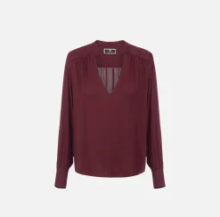 Camicie E Bluse|Elisabetta Franchi Blusa in georgette con pattern a righe RougeNoir