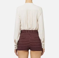 Camicie E Bluse|Elisabetta Franchi Blusa in georgette con pattern a righe Burro