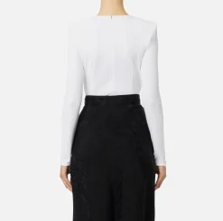 Top, T-Shirt & Body|Elisabetta Franchi Body in jersey con anella gioiello Avorio