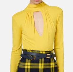 Top, T-Shirt & Body|Elisabetta Franchi Body in jersey con collo effetto sciarpa Mimosa