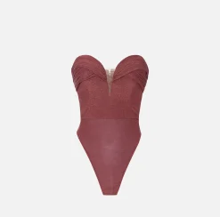 Top, T-Shirt & Body|Elisabetta Franchi Body in jersey lurex plissettato Ombretto