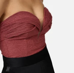 Top, T-Shirt & Body|Elisabetta Franchi Body in jersey lurex plissettato Ombretto