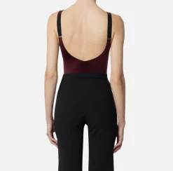 Top, T-Shirt & Body|Elisabetta Franchi Body in lycra con bande in elastico logato RougeNoir