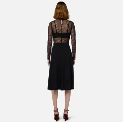 Top, T-Shirt & Body|Elisabetta Franchi Body in tulle flock disegno diagonale Nero