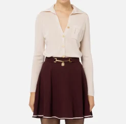 Top, T-Shirt & Body|Elisabetta Franchi Body in viscosa lucida con ricamo logo Lattice