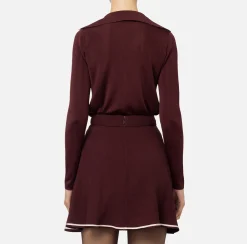 Top, T-Shirt & Body|Elisabetta Franchi Body in viscosa lucida con ricamo logo RougeNoir