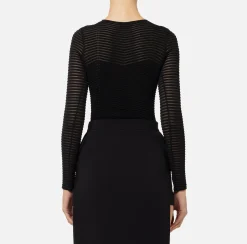Top, T-Shirt & Body|Elisabetta Franchi Body in viscosa motivo chevron Nero