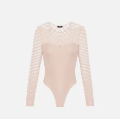 Top, T-Shirt & Body|Elisabetta Franchi Body in viscosa motivo chevron RosaCipria